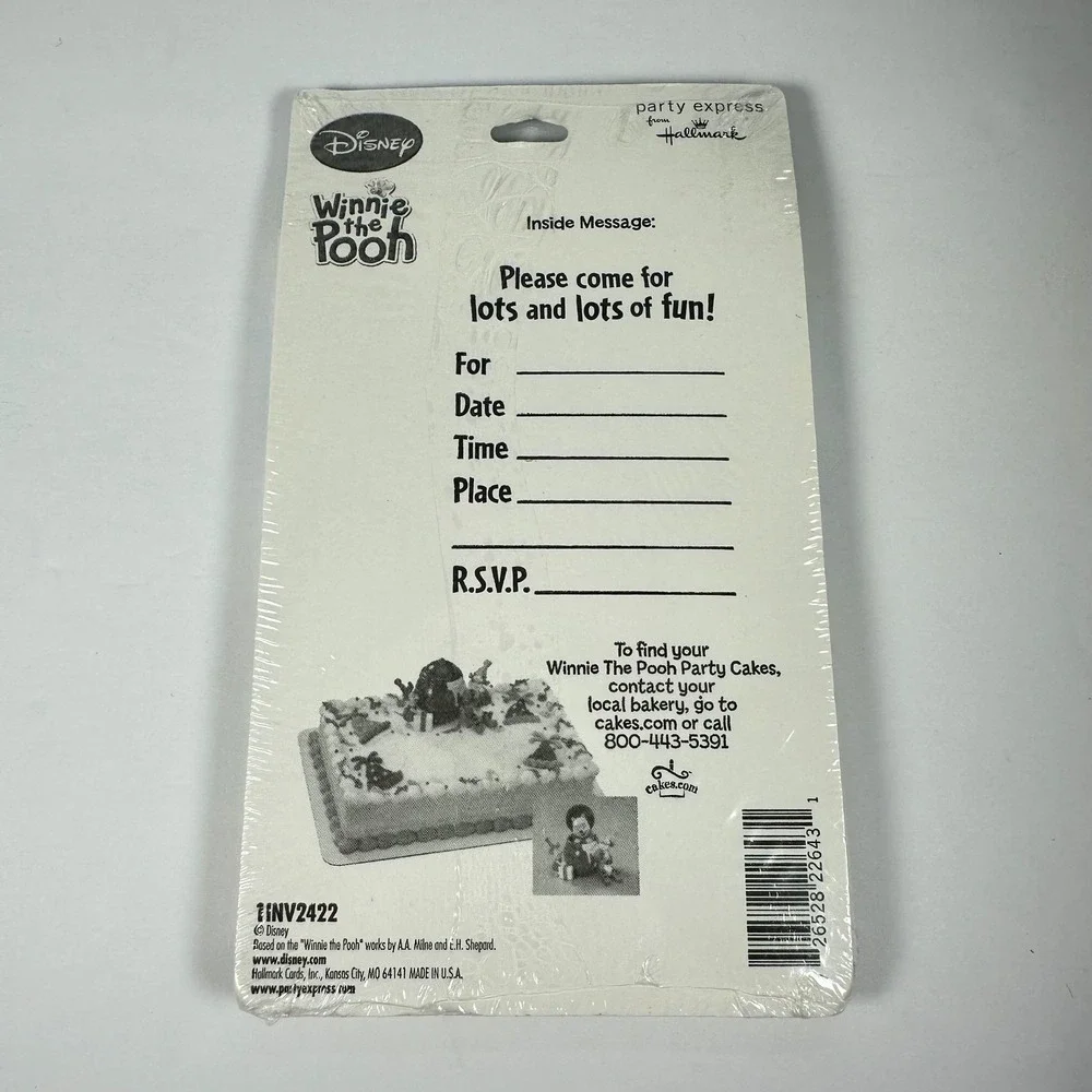 Disney Winnie‎ the Pooh Vtg Party Invitations Hallmark Party Express - 8 Count